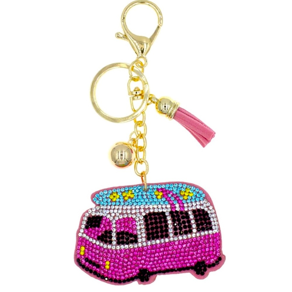 NEW Bling Rhinestone
Volkswagen Bus Puffy Key Chain
Purse